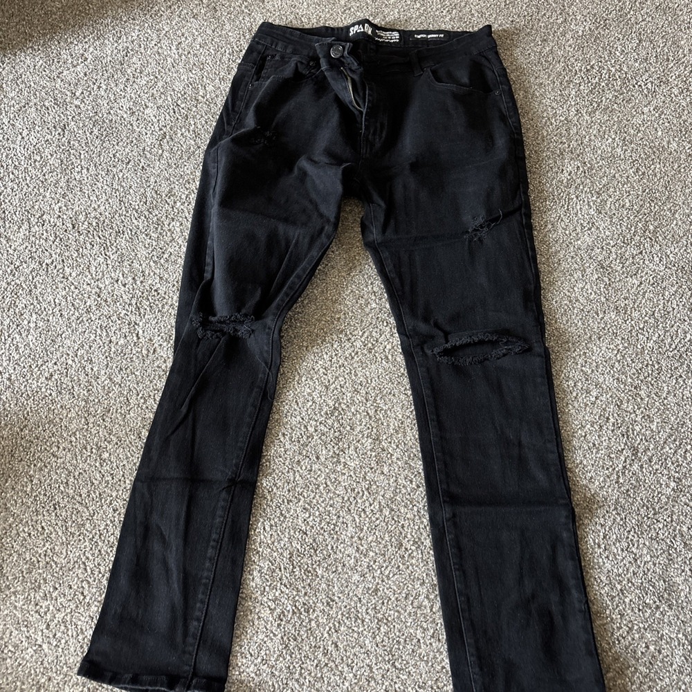 Spark‎ Stretch Skinny Fit Denim Black Jeans Size 38X32